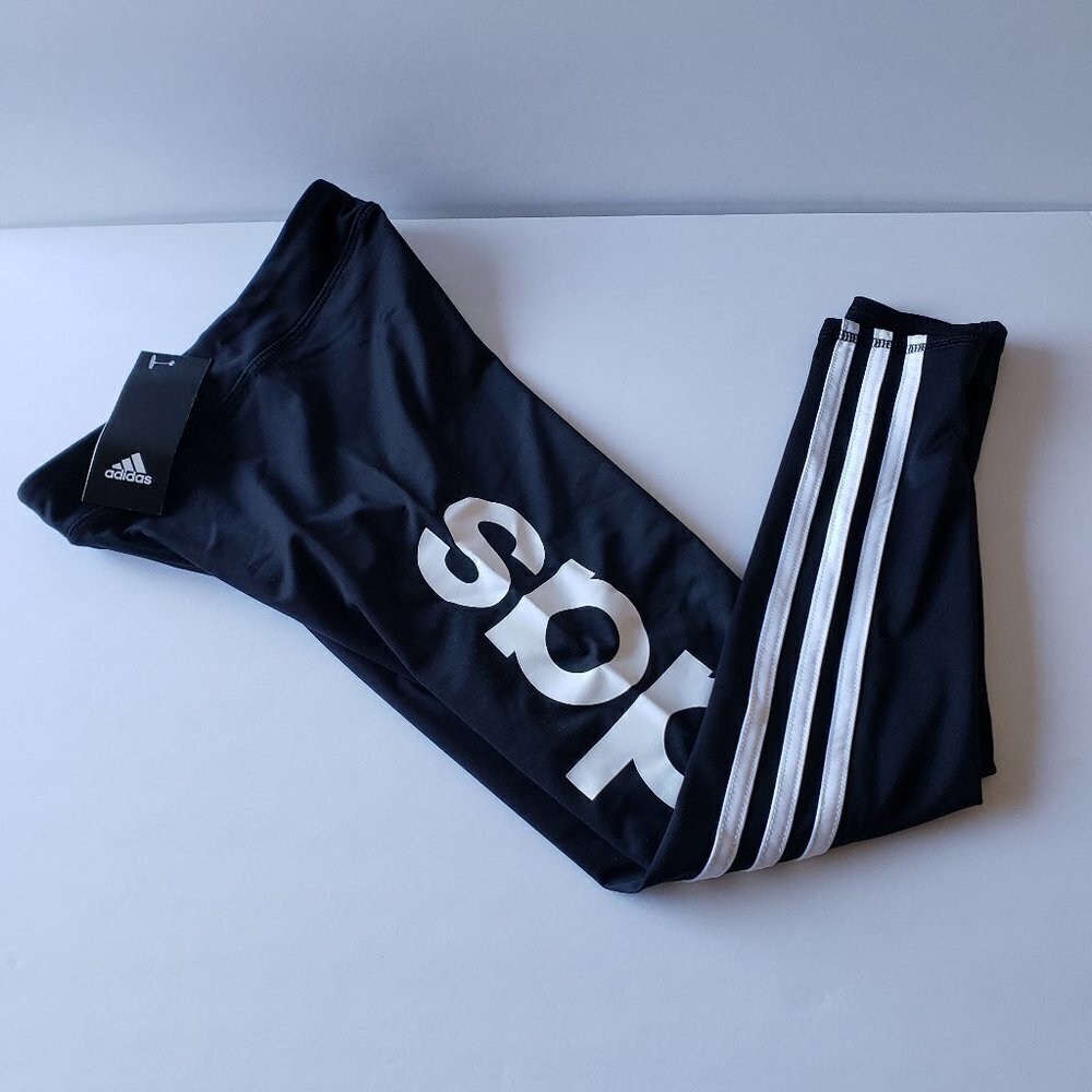 NWT - Adidas Logo 3 Stripe Girls Leggings - Size L (14)